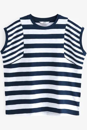 Next Col rond 100% Cotton Look Slub Jersey Casquette Manches Imprimées42 Petite