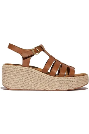 FitFlop Platfforms Leather Fisherman Wedge Brown Sandalseu355