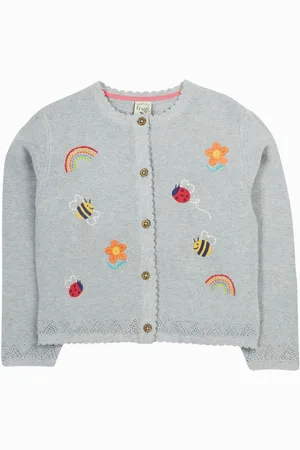 Frugi Grey Maia Embroidered 100% Organic Cotton Cardigan7480cm