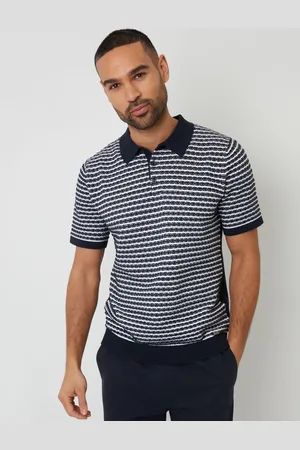 Threadbare Textured Stripe Knitted Polo ShirtGrand