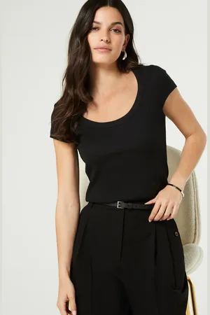 Next Coupe ajustée Col dégagé Extensible Rib Manches courtes T-shirt42 Petite