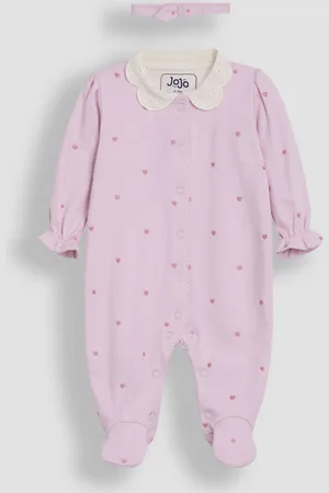 JoJo Maman Bébé Cotton Collared 2-Piece Embroidered Sleepsuit and Headband Set50cm