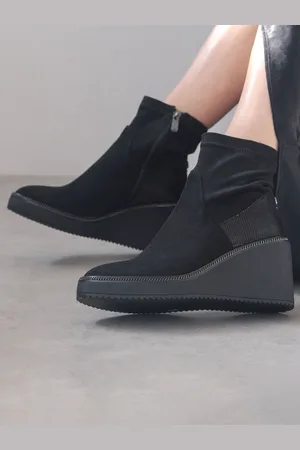 Moda In Pelle Kallie Platform Compensées Ankle Bottes With Chain Detaileu42