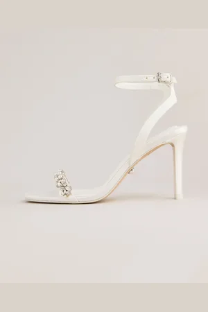 Lipsy London Occasion Ivory Satin Embellis Mariage Strappy Mid talons Mariage Sandales
