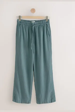 Next Pantalon Blend lin large à taille nouée44long