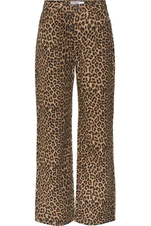 VERO MODA Taille haute Coupe large Leopard Imprimé Jeans extensibles32 R