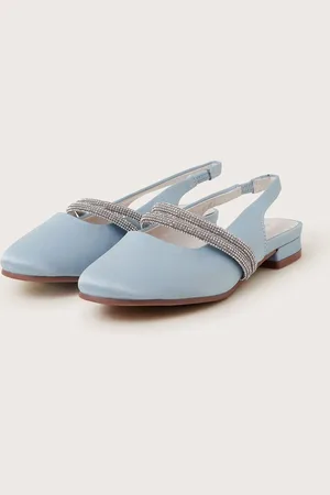 Monsoon Diamante Strap Satin Slingback Flatsr. u.4eu37