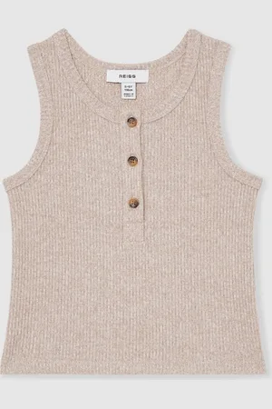 Reiss Erin Rib-Knit Button-Placket Vest116122cm