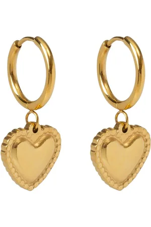 Bibi Bijoux Gold Tone Heart Charm Stainless Steel Hoop Earringsun