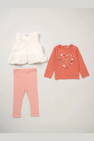 LILY & JACK Faux Fur Gilet 100% Cotton Top and Leggings Outfit Set2 ans (92cm)