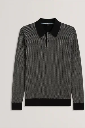 Ted Baker Ardo Small Stitch Knitted 100% Cotton Polo ShirtGrand