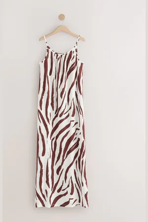 Next Maxi Length Trapeze Shape Ruched Neckline Thin Vest Strap DressL Reg