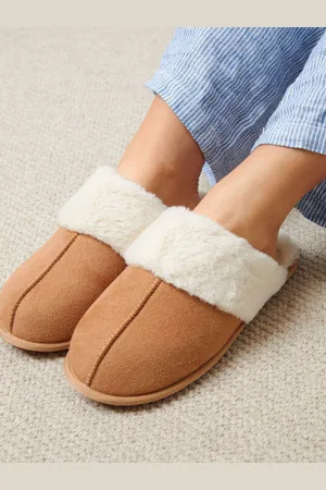 Threadbare Chaussons mules en daim doublés de fausse fourrure