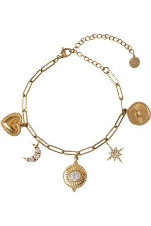 Bibi Bijoux Gold Tone Celestial Stainless Steel Charm Braceletun