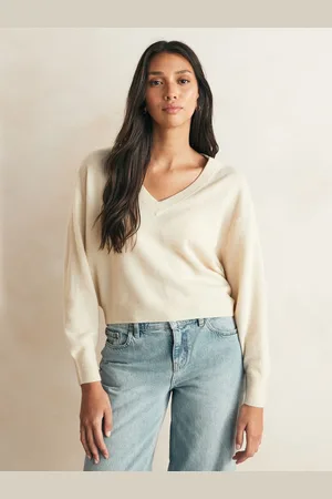 American Vintage Cream Raxow Col en V ChandailS