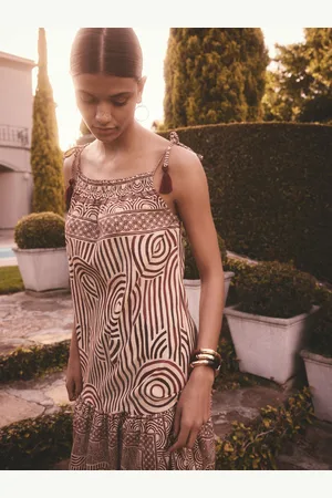 Next Strappy Drop Waist Tiered Maxi Dress with Linen40petite