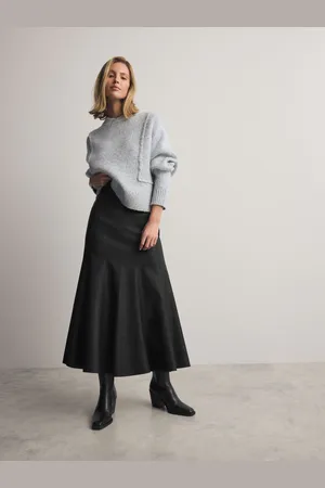 Next Faux cuir Fluted Mi-long Jupes44 R