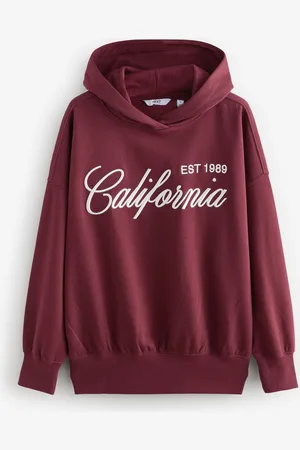 Next Oversized Relaxed Fit California Heavy Embroidery City Graphic Brushed Longline Hoodie Sweatshirtlarge