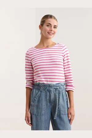 Hatley T-shirt 100% coton à rayures fuchsia boutonnélarge