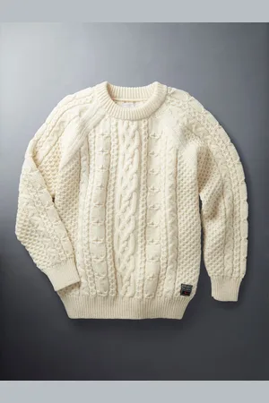 Aubin Pull ras du cou en laine Westport Aran grisXXL