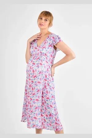 JoJo Maman Bébé Floral Frill Sleeve Maternity Midi Dress44