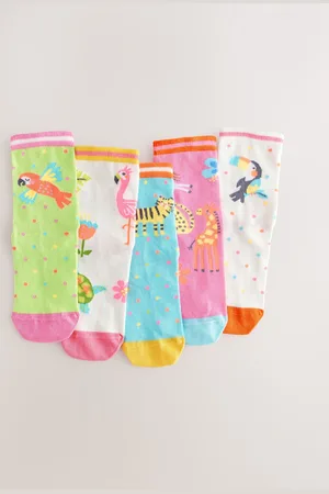 Next Cotton Rich Flamingo Ankle Socks 5 Pack