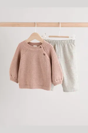 Next Tricot 100% Cotton Bébé Pull & Woven Pantalons Set (0mths-2yrs)6 - Mois 9 (68 - 74cm)