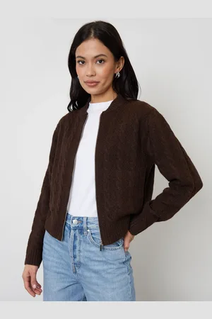 Threadbare Zip Up Cable Knit Bomber Veste44