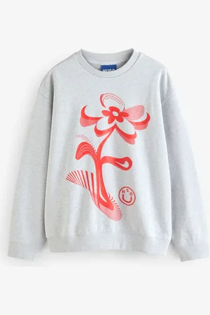 HUGO BOSS Oversized Fit Contrast Floral Graphic SweaterPetit