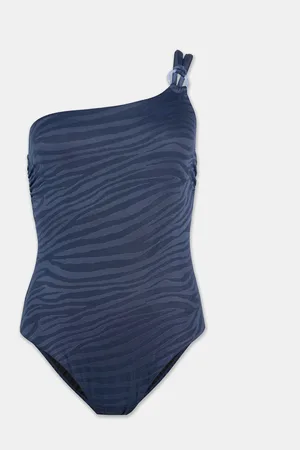 mint&berry Tummy Control Zebra Print One Shoulder Swimsuit38