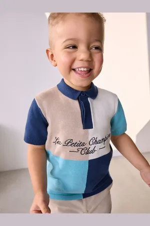 Next 100% Cotton Hotchpotch Short Sleeve Knitted Polo Shirt (3mths-7yrs)9 - Mois 12 (74 - 80cm)