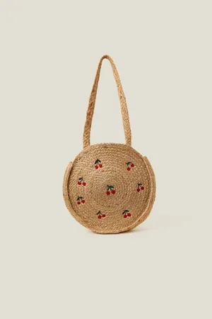 Accessorize Cherry Round Jute Shoulder Bagun