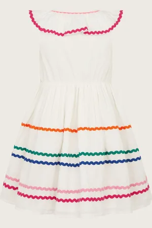 Monsoon Sleeveless Collared Ric Rac 100% Cotton Dress110116cm