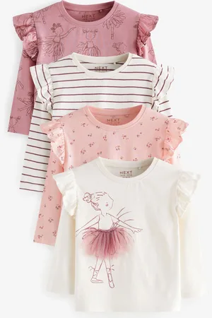Next Manches longues Frill 100% Coton Tops 4 Lot (3mths-7yrs)3 - Mois 6 (62 - 68cm)