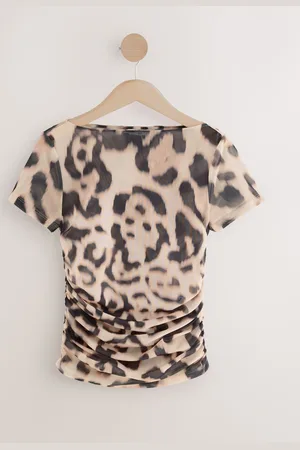 Next Short Sleeve Ruched Mesh Top48