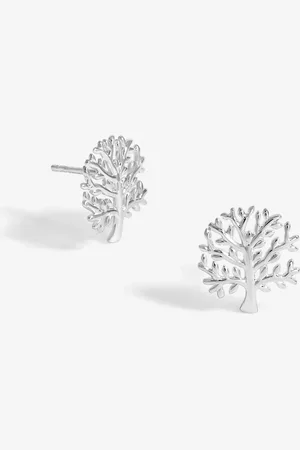 Simply Silver Sterling 925 Polished Meaningful Tree Stud Earringsun