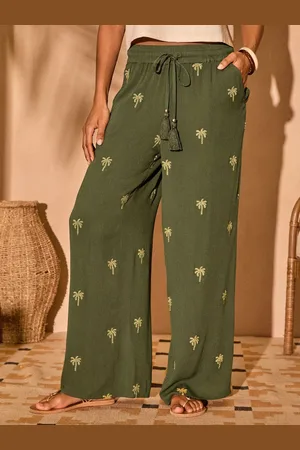 Love & Roses Pantalon de plage orné de palmiers44