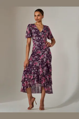 Jolie Moi Mesh Print Frill Hem Midaxi Dress40
