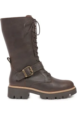 CELTIC & CO. . Strap Detail Mid Calf Brown Bottes