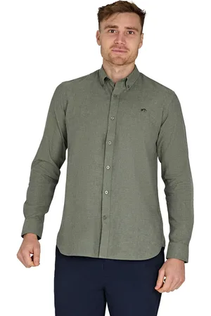 Raging Bull Green Classic Long Sleeve Linen Shirtpetit
