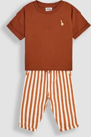 JoJo Maman Bébé 100% Cotton T-Shirt & Stripe Joggers Set 2 Piece104110cm