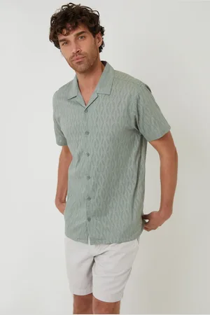 Threadbare Chemise à manches courtes à col révéré texturé 100% coton plisséxlarge