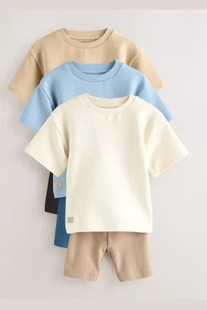 Next Short Sleeve Textured T-Shirts & Cycling Shorts 3 Pack (3mths-7yrs)104110cm