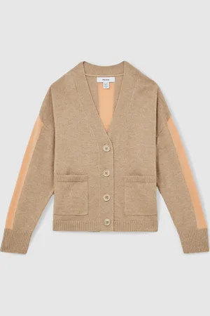 Reiss Juni Wool-Blend Stripe-Detail Cardigan With Cashmere158164cm