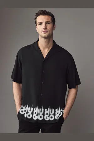 HUGO BOSS Oversized Fit Shirt With Smoke Logo-Print HemXL