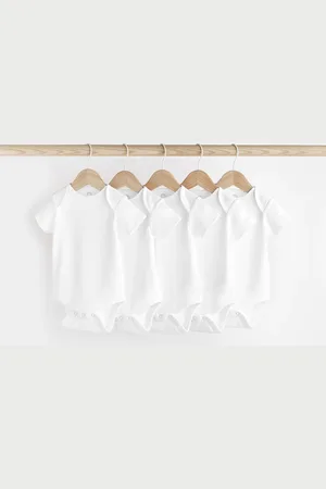 Next Baby Rib Short Sleeve 100% Cotton Bodysuits 5 PackJusqu