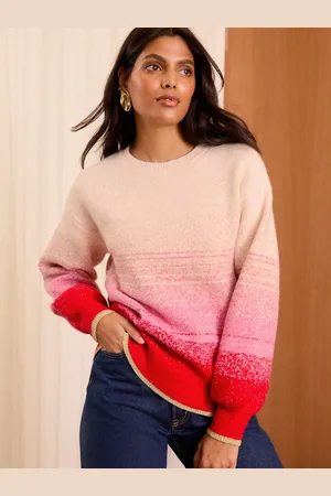 Love & Roses Ombre Stripe Sequin Knitted High Neck Jumper36