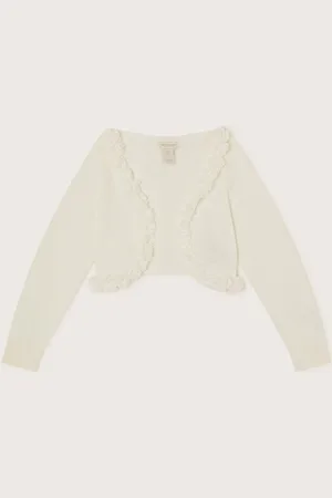 Monsoon Flora Corsage Trim 100% Cotton Cardigan7 - 8 ans (122 - 128cm)