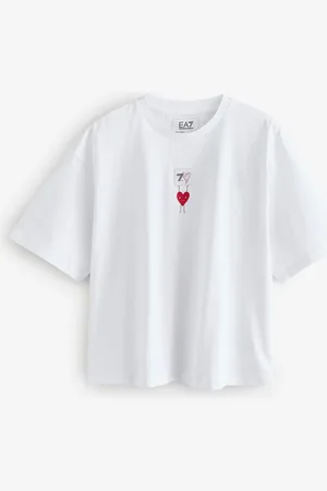 EA7 T-shirt Emporio Armani Logo Label texturé 100% coton blancTrès grand