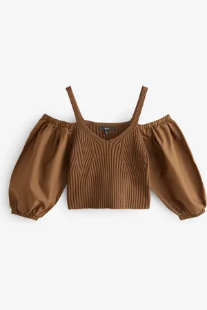 Next Cold Shoulder Volume Sleeve Knitted TopL Reg